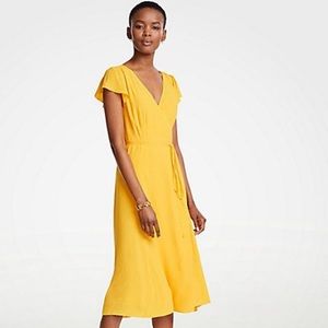 Ann Taylor Marigold Ruffle Wrap Midi Dress